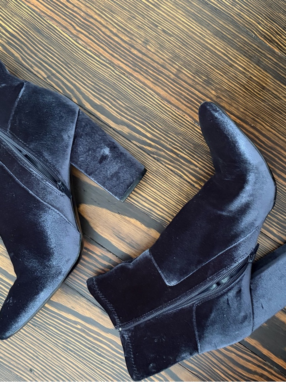 Nine West Women’s Black Velvet Ankle Boots with Block Heel